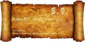 Bakró Viátor névjegykártya